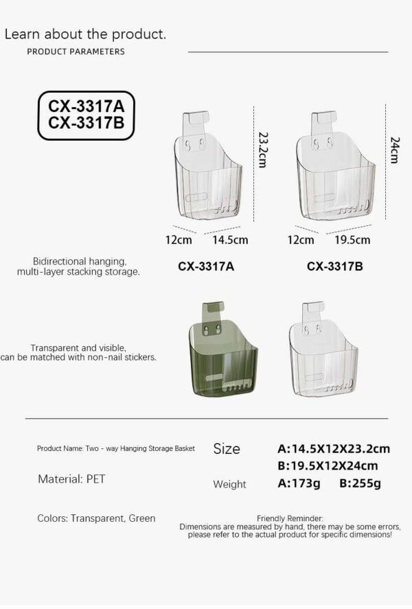 Multi - functional Transparent PET Hanging Baskets: Maximize Space and Organize with Ease! - Image 2