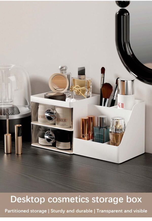 Chic Multi - compartment Desktop Makeup Organizer: Neatly Store Your Beauty Essentials! - Image 3