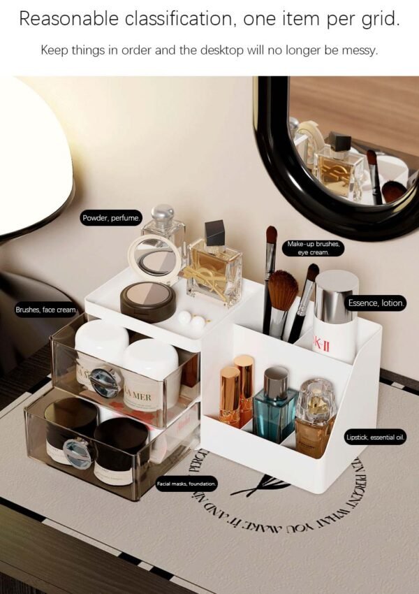 Chic Multi - compartment Desktop Makeup Organizer: Neatly Store Your Beauty Essentials! - Image 4