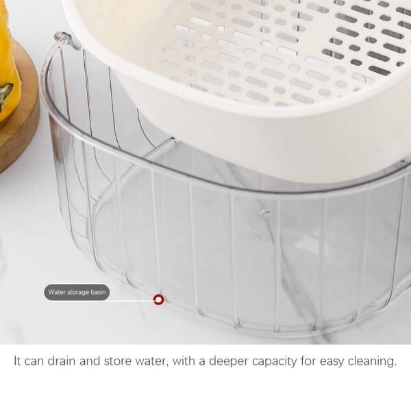 Exquisite Double - Layered Square Fruit and Vegetable Draining Basket - Linglong Shuangyun - Image 3